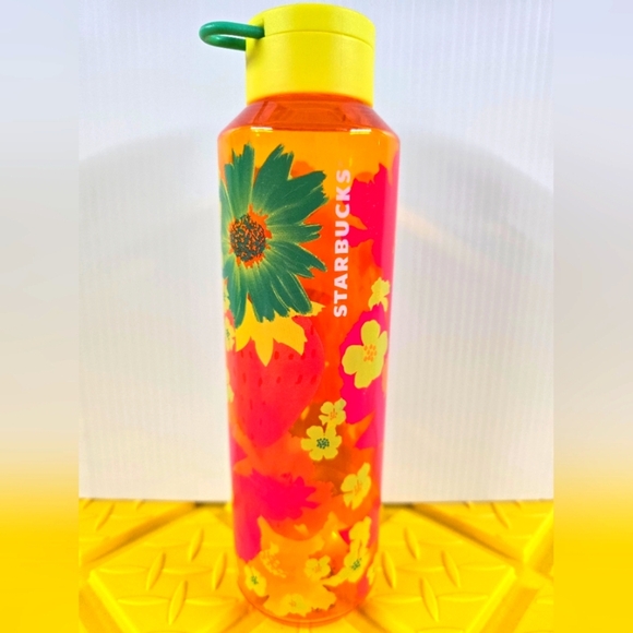 Starbucks 2022 Summer Strawberry Fields Floral Water Bottle 24oz - Picture 1 of 4